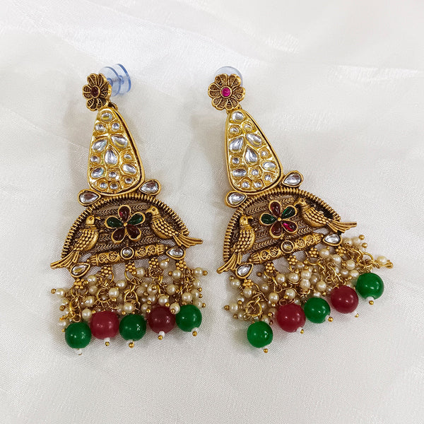 Matchit Kundan Stone Gold Plated Dangler Earrings - JW-10161075MGR