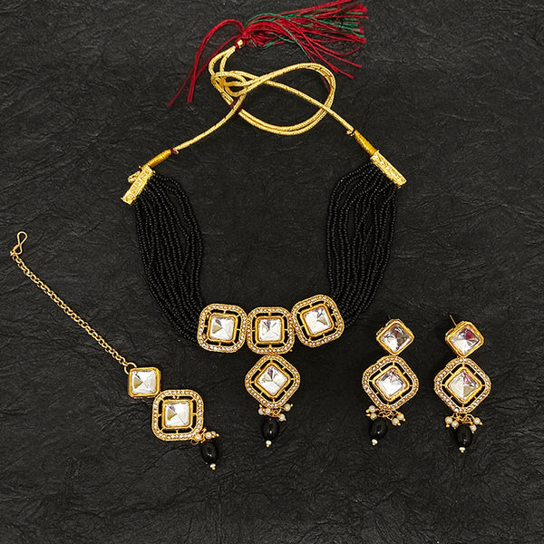 Bhavi Jewels Gold Plated Crystal Stone Necklace Set