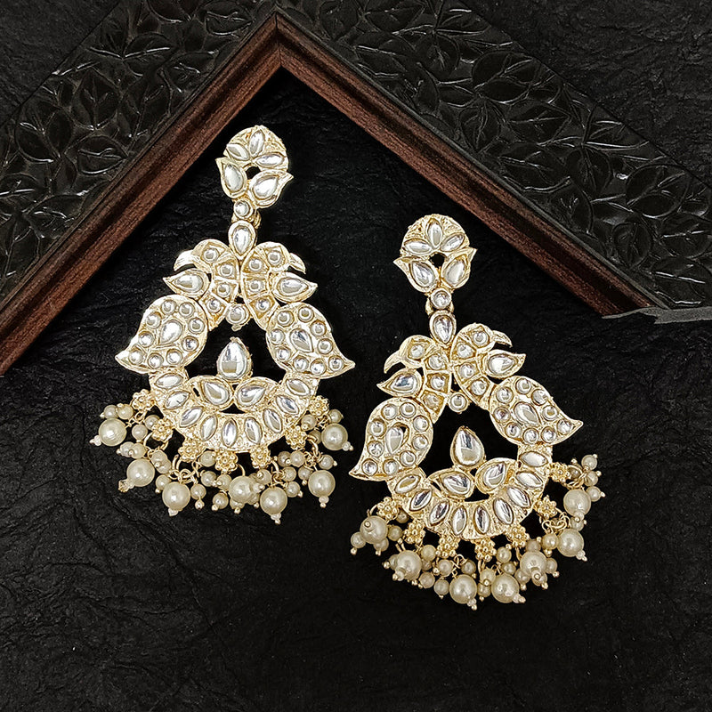 Bhavi Jewels Gold Plated Kundan Stone Dangler Earrings