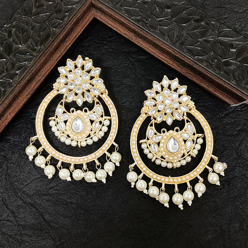 Bhavi Jewels Gold Plated Kundan Stone Dangler Earrings