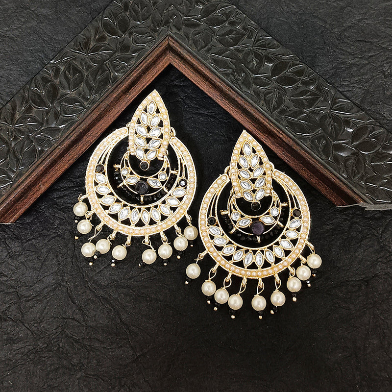 Bhavi Jewels Gold Plated Kundan Stone Dangler Earrings