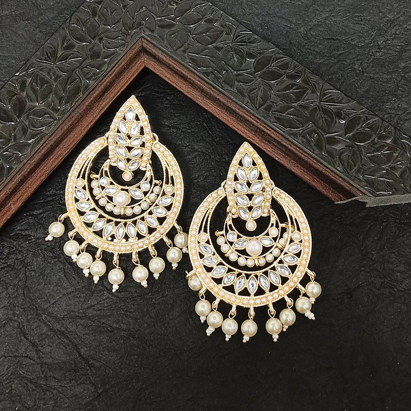 Bhavi Jewels Gold Plated Kundan Stone Dangler Earrings