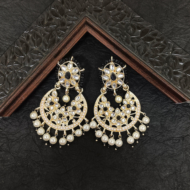 Bhavi Jewels Gold Plated Kundan Stone Dangler Earrings