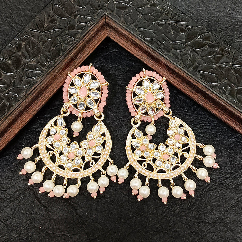 Bhavi Jewels Gold Plated Kundan Stone Dangler Earrings