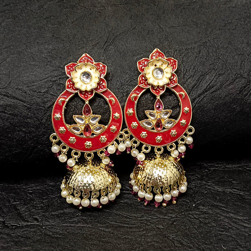 Bhavi Jewels Gold Plated Meenakari Jhumki Earrings