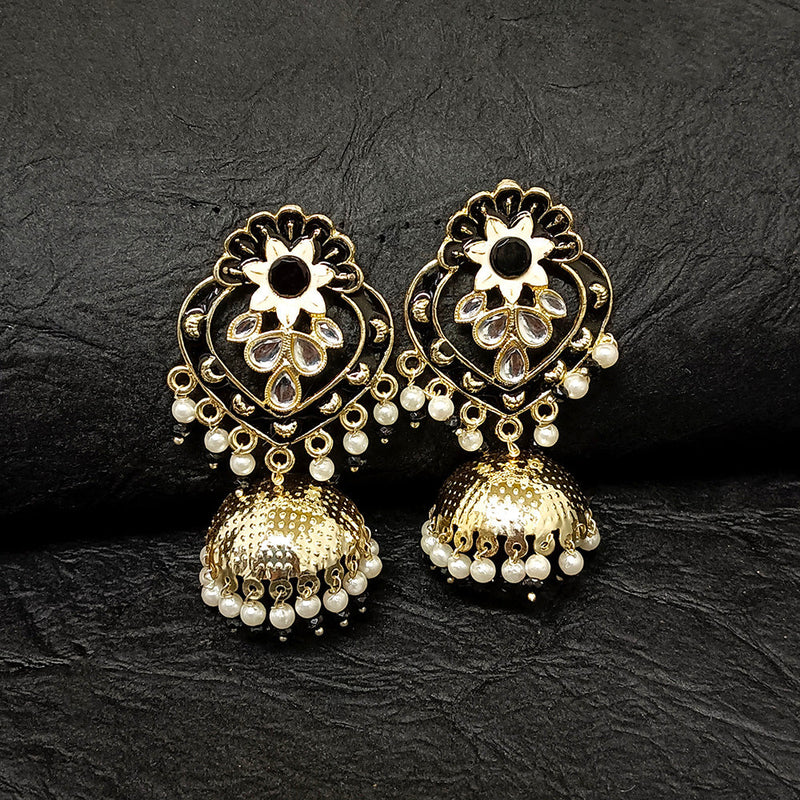 Bhavi Jewels Gold Plated Meenakari Jhumki Earrings