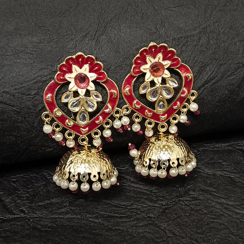 Bhavi Jewels Gold Plated Meenakari Jhumki Earrings