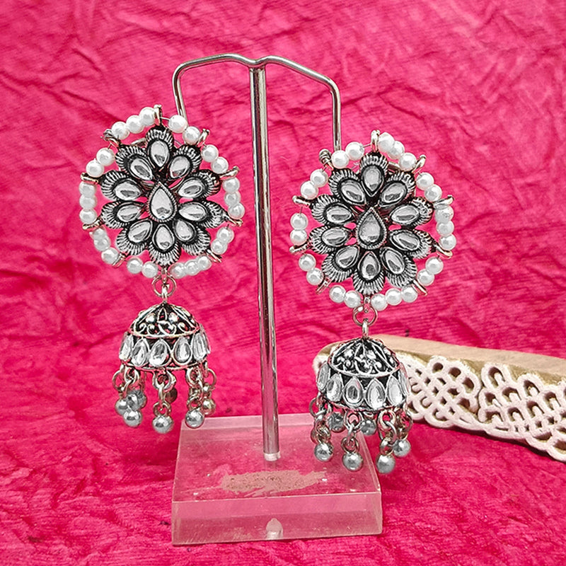 Bhavi Jewels Oxidised Plated Jhumki Earrings