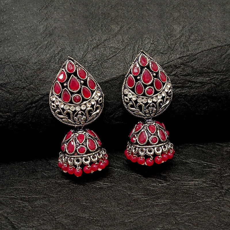 Bhavi Jewels Oxidised Plated Jhumki Earrings