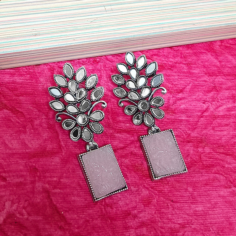 Bhavi Jewels Oxidised Plated Mirror Work Earrings