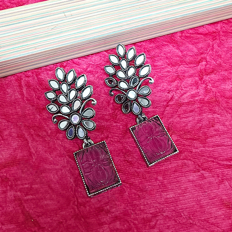 Bhavi Jewels Oxidised Plated Mirror Work Earrings