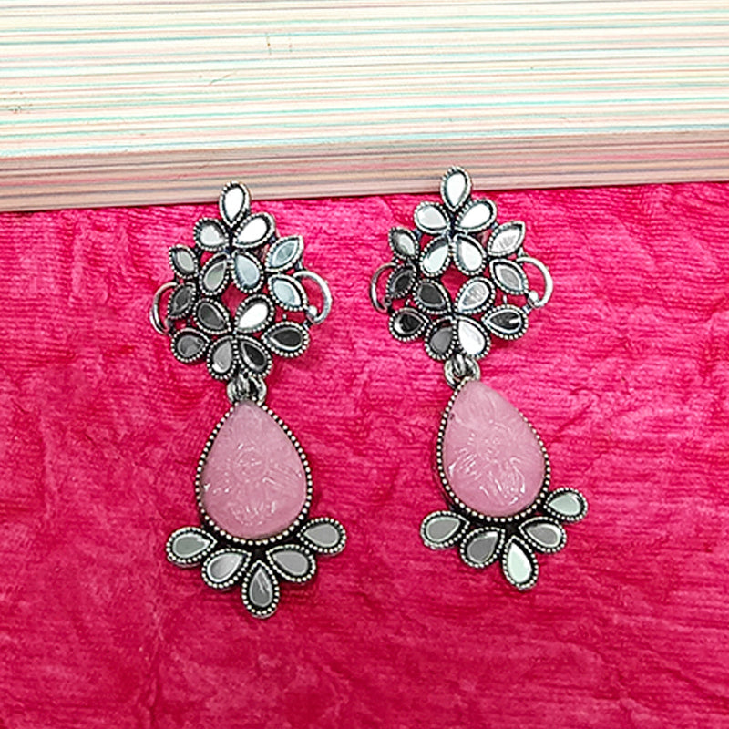 Bhavi Jewels Oxidised Plated Mirror Work Earrings