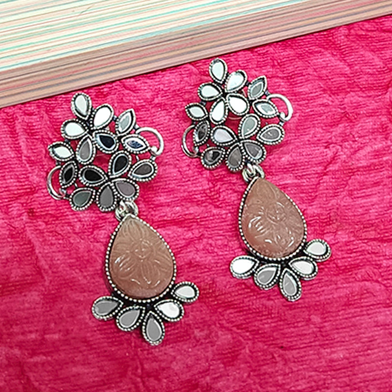 Bhavi Jewels Oxidised Plated Mirror Work Earrings