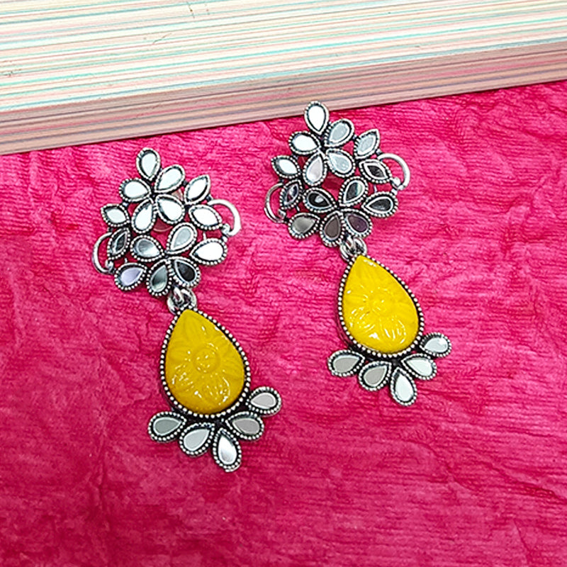 Bhavi Jewels Oxidised Plated Mirror Work Earrings