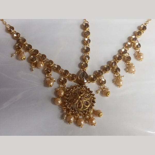 Kumavat Jewels Gold Plated Kundan Stone & Beads Maang Tikka