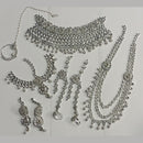 Kumavat Jewels Kundan Stone Silver Plated Bridal Set