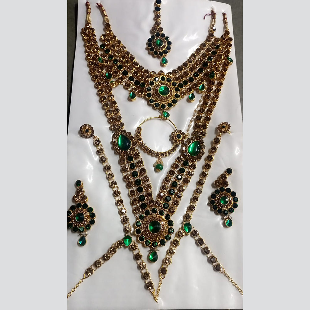 Kumavat Jewels Crystal Stone Gold Plated Bridal Set