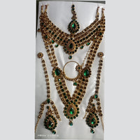 Kumavat Jewels Crystal Stone Gold Plated Bridal Set