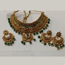 Kumavat Jewels Gold Plated Kundan Stone And Beads Traditional Choker Necklace Set with Maang Tikka