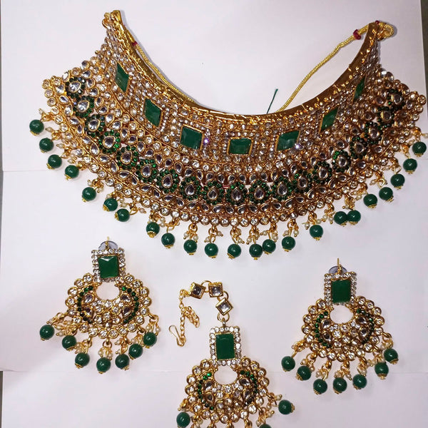 Kumavat Jewels Gold Plated Austrian Stone And Beads Traditional Choker Necklace Set