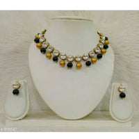 Kumavat Jewels Crystal Stone & Beads Choker Necklace Set