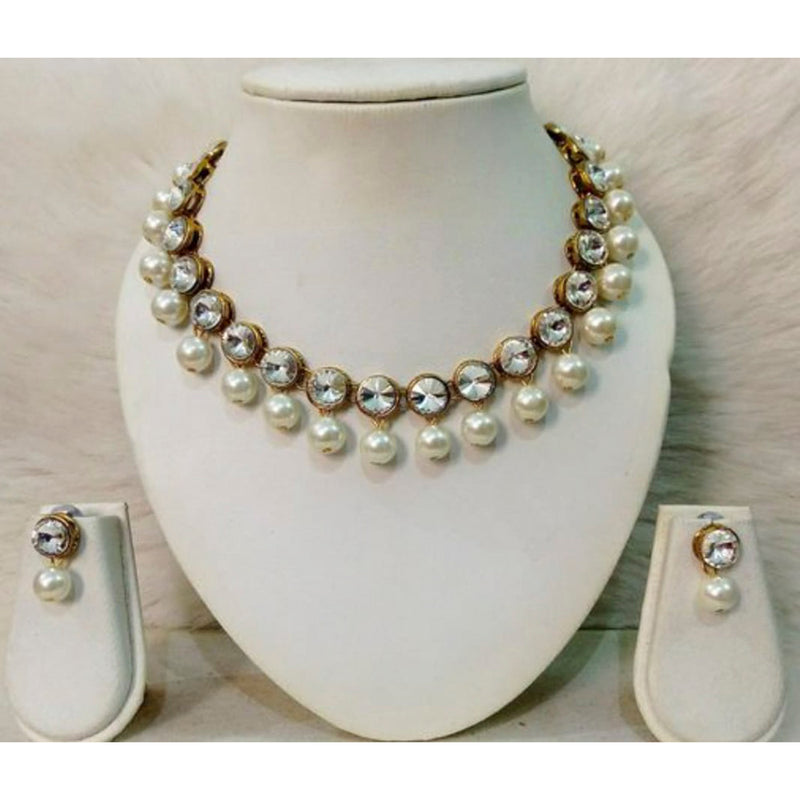 Kumavat Jewels Crystal Stone & Beads Choker Necklace Set