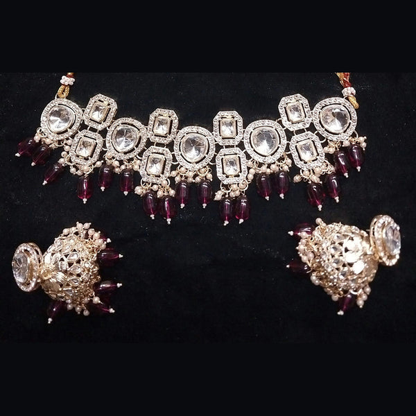 Kumavat Jewels Rose Gold Plated AD Necklace Set