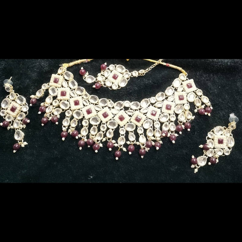 Kumavat Jewels Gold Plated Kundan Choker Necklace Set