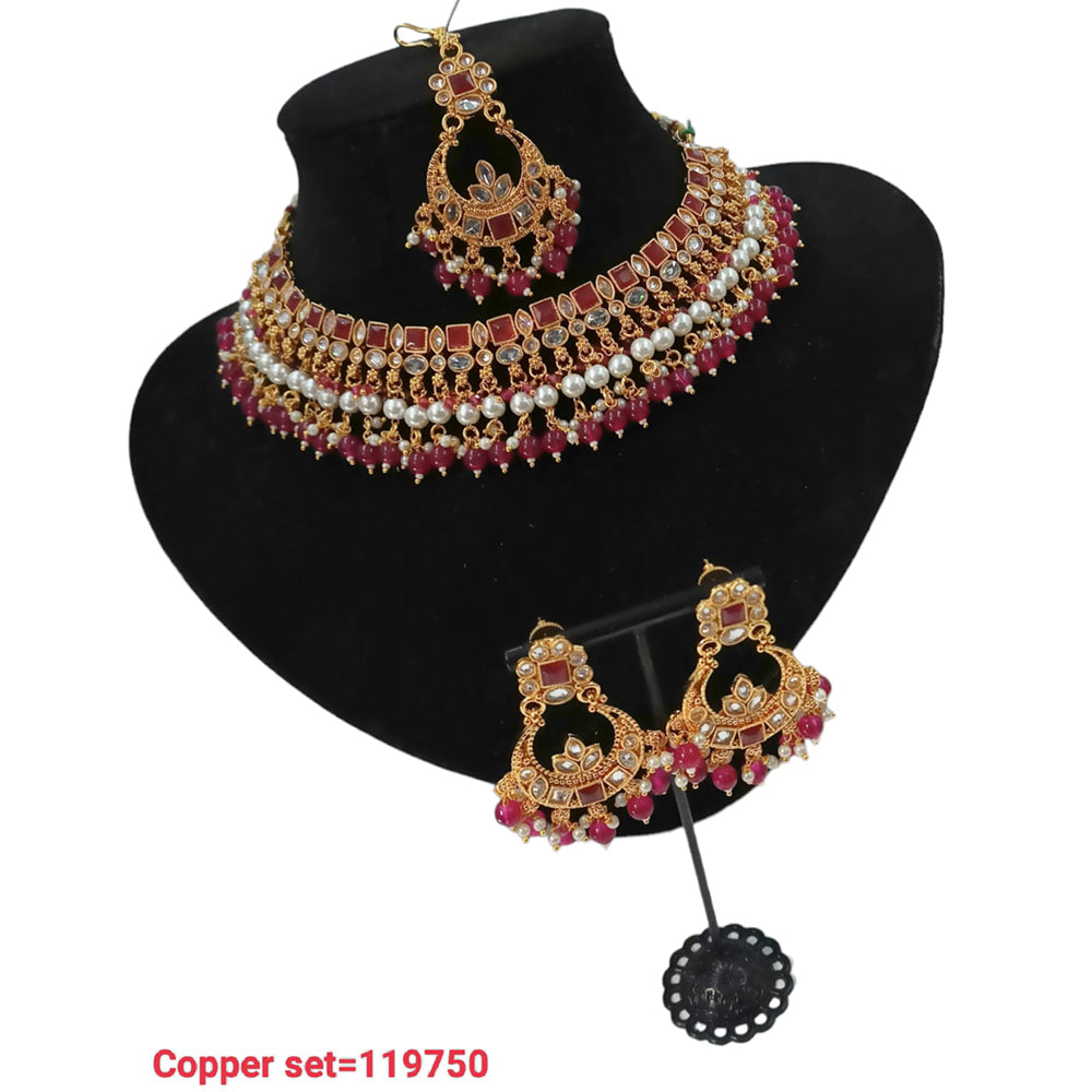 Padmawati Bangles Kundan Stone Copper Necklace Set