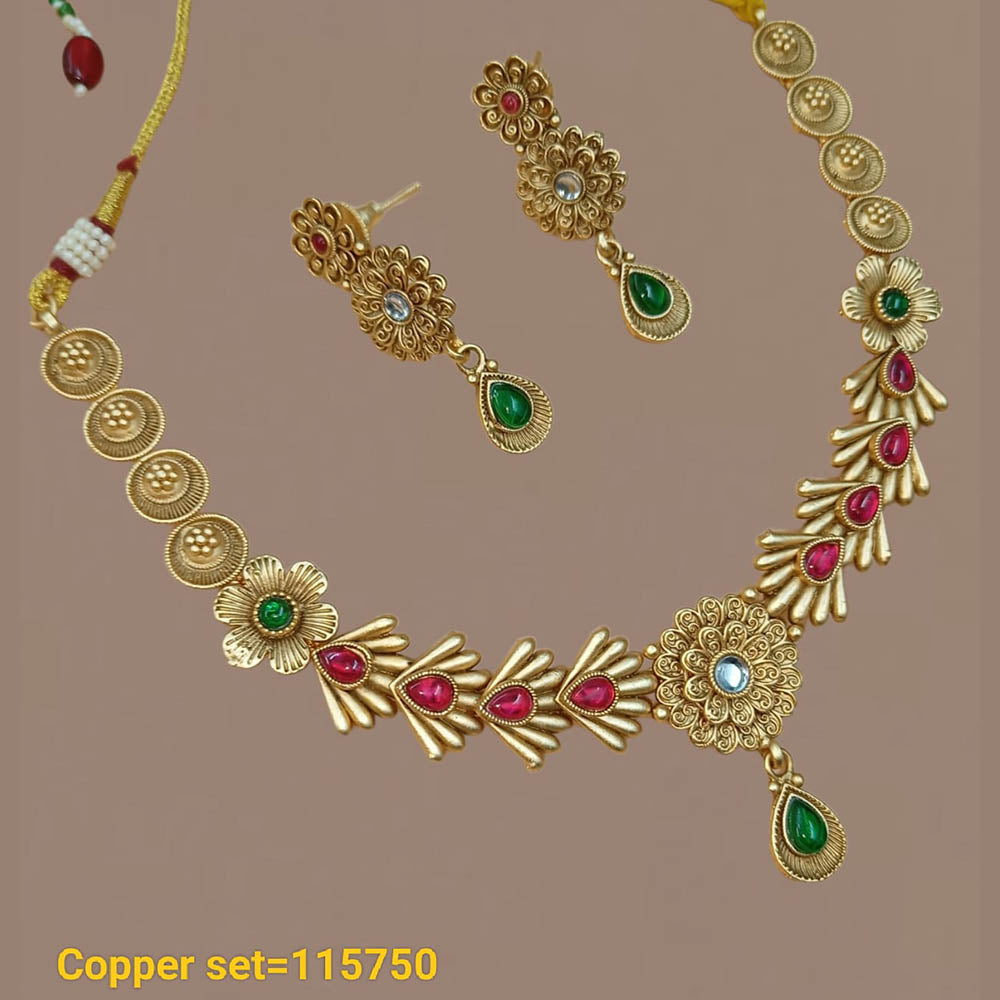 Pota Stone Gold Plated Choker Necklace Set - 10311309