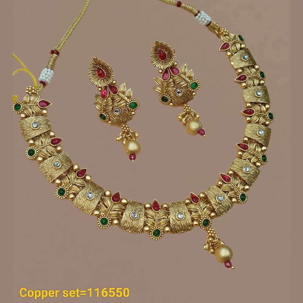 Pota Stone Gold Plated Choker Necklace Set - 10311310