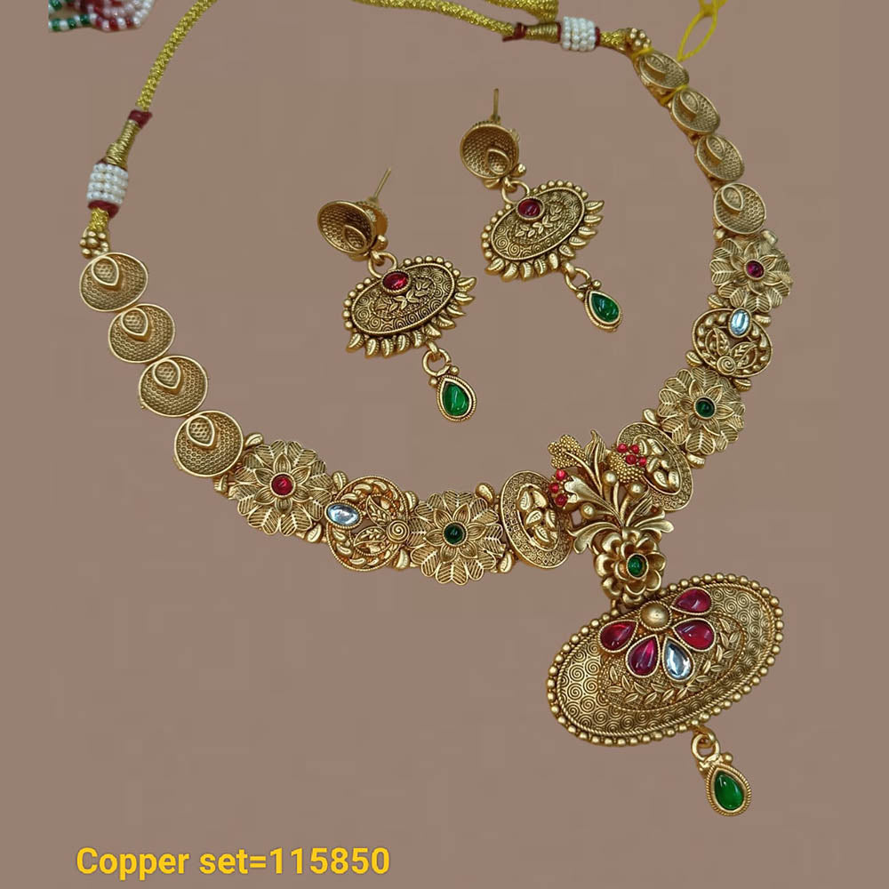 Pota Stone Gold Plated Choker Necklace Set - 10311314