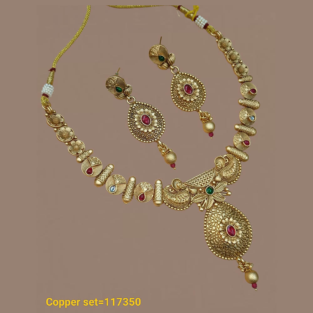 Pota Stone Gold Plated Choker Necklace Set - 10311316