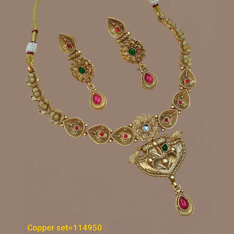 Pota Stone Gold Plated Choker Necklace Set - 10311317