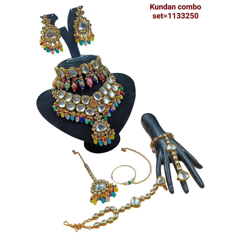 Padmawati Bangles Kundan Stone Gold Plated Jewellery Combo