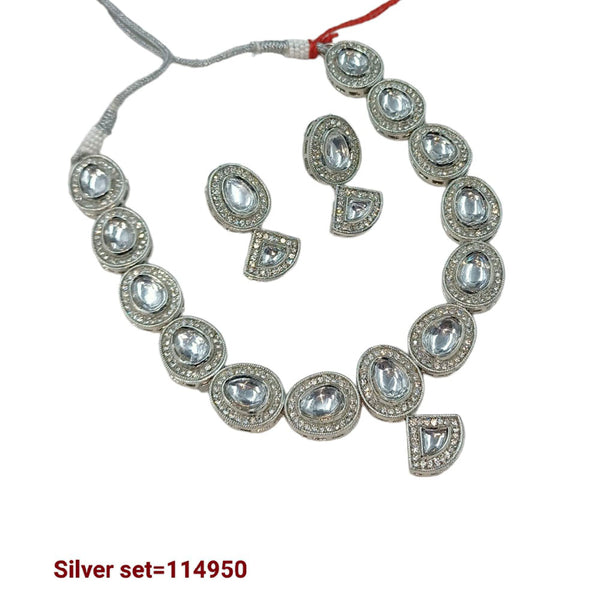 Padmawati Bangles Crystal Stone Silver Plated Choker Necklace Set