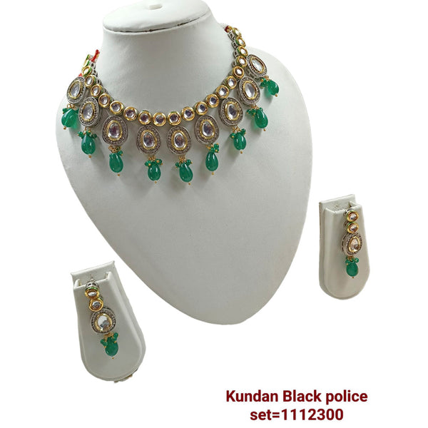 NAFJ Gold Plated Kundan Stone Choker Necklace Set