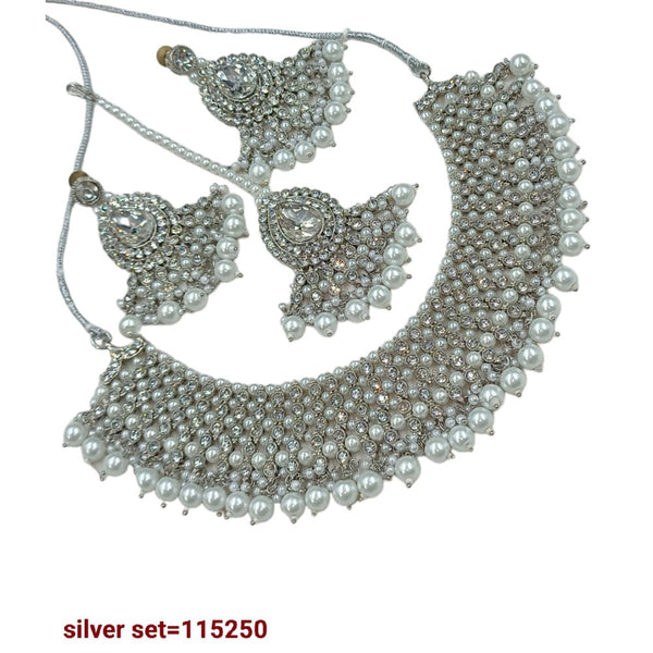 NAFJ Silver Plated Austrian Stone Choker Necklace Set