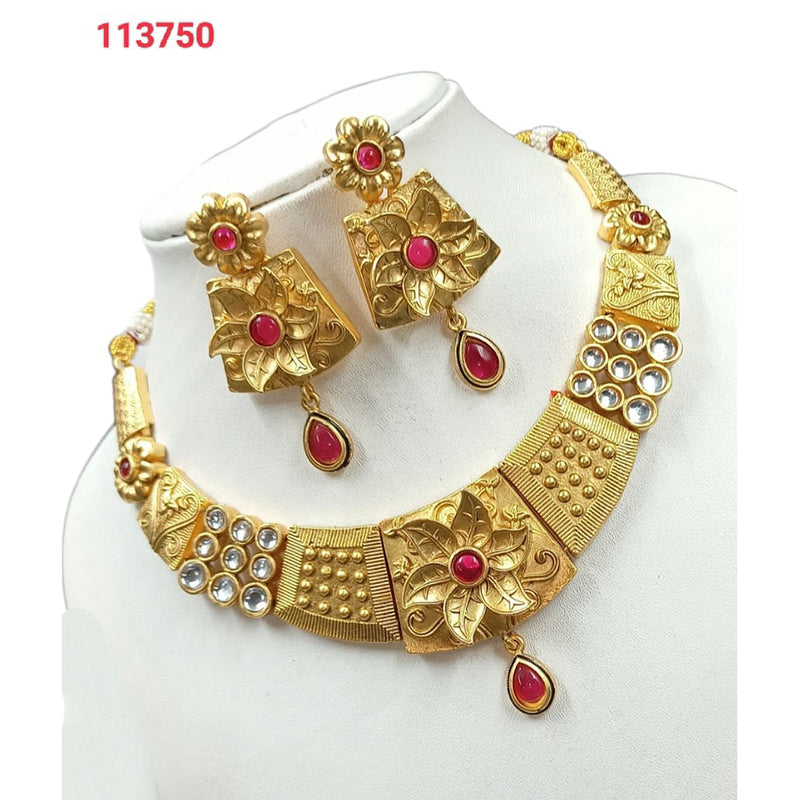 Padmawati Bangles Pota Stone Gold Plated Choker Necklace Set