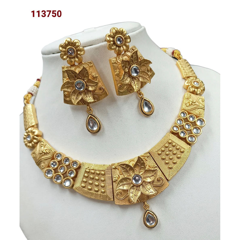 Padmawati Bangles Pota Stone Gold Plated Choker Necklace Set
