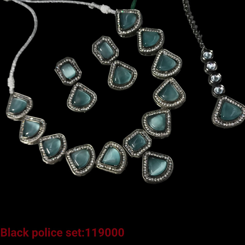 Padmawati Bangles Silver Plated Crystal Stone Necklace Set