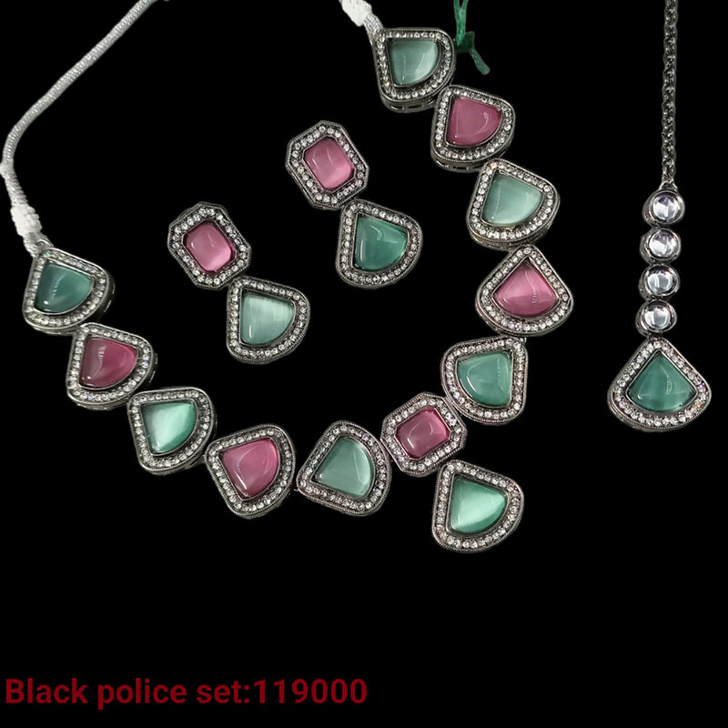 Padmawati Bangles Silver Plated Crystal Stone Necklace Set