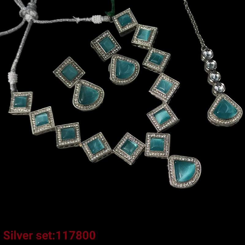 Padmawati Bangles Silver Plated Crystal Stone Necklace Set