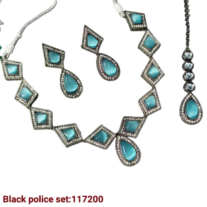 Padmawati Bangles Black Polish Crystal Stone Necklace Set