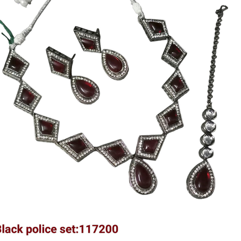 Padmawati Bangles Black Polish Crystal Stone Necklace Set