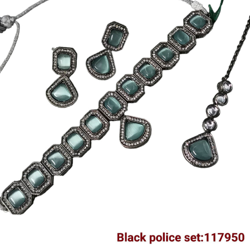 Padmawati Bangles Black Polish Crystal Stone Necklace Set