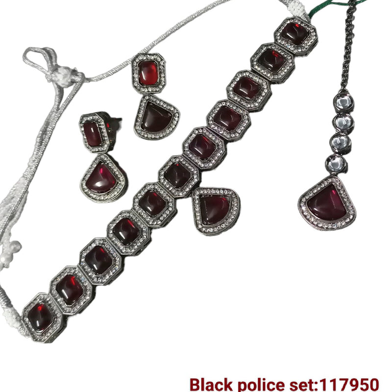 Padmawati Bangles Black Polish Crystal Stone Necklace Set