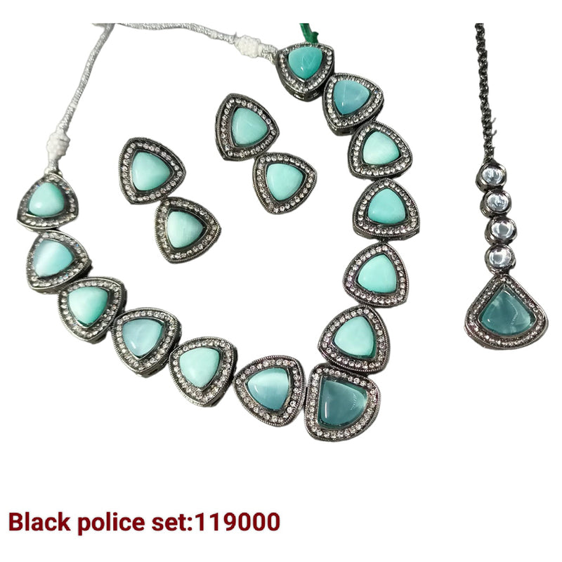 Padmawati Bangles Black Polish Crystal Stone Necklace Set