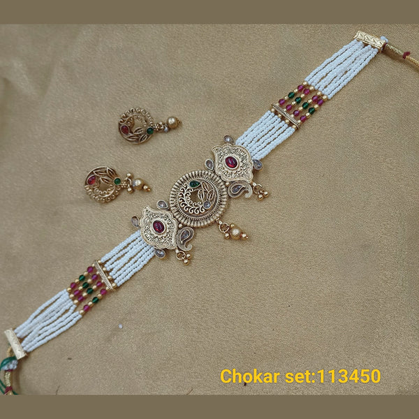 Padmawati Bangles Gold Plated Pota Stone Necklace Set