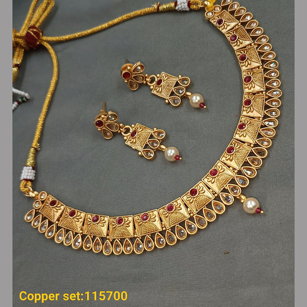 Padmawati Bangles Copper Crystal Stone Necklace Set
